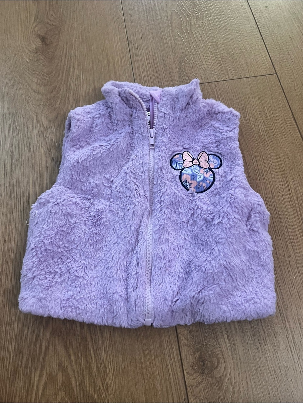 Lilac Fuzzy Kids Vest with Character Patch